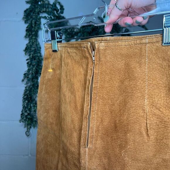 Brandon Thomas | women tan leather mini pencil skirt - Picture 12 of 13